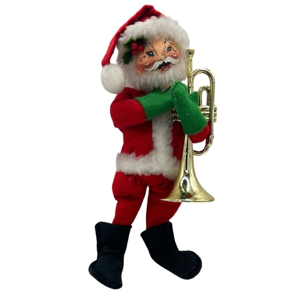 Vintage 1996 Annalee Santa Trumpet 9.5" Christmas Bendable